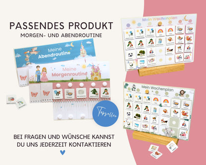 Wochenplaner inkl. Symbolkarten - Design PRINZESSIN - Personalisierbar