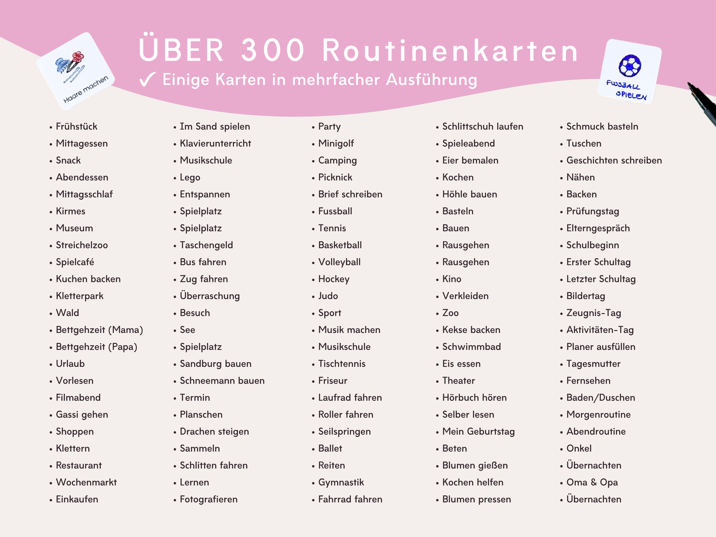 Wochenplaner inkl. Symbolkarten - Design MEERJUNFRAU PINK - Personalisierbar