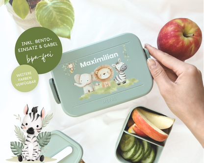 Mepal Brotdose mit Name personalisierbar - Design SAFARI - Verschiedene Farben