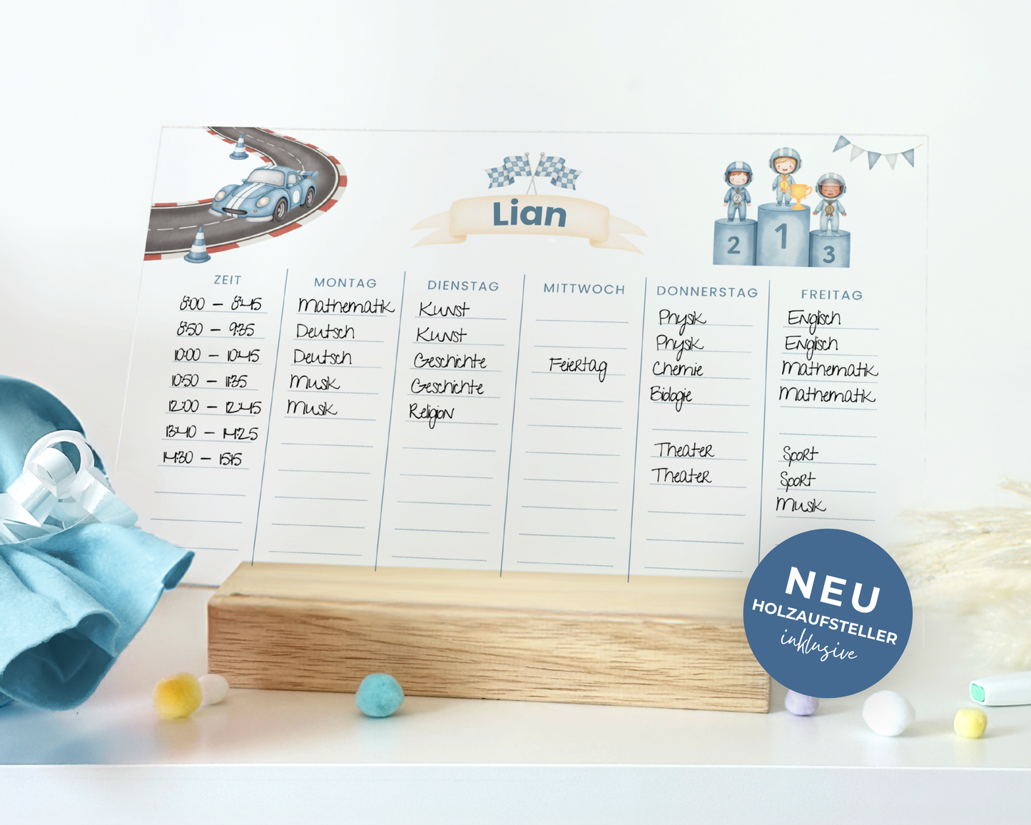 Stundenplan Acryl personalisierbar - Design AUTOS