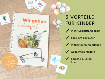 Einkaufsliste inkl. Symbolkarten - Design SUPERMARKT - Personalisierbar