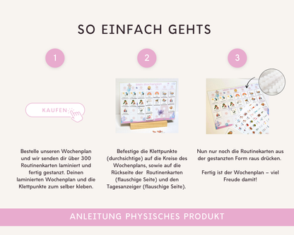 Wochenplaner inkl. Symbolkarten - Design MEERJUNFRAU PINK - Personalisierbar