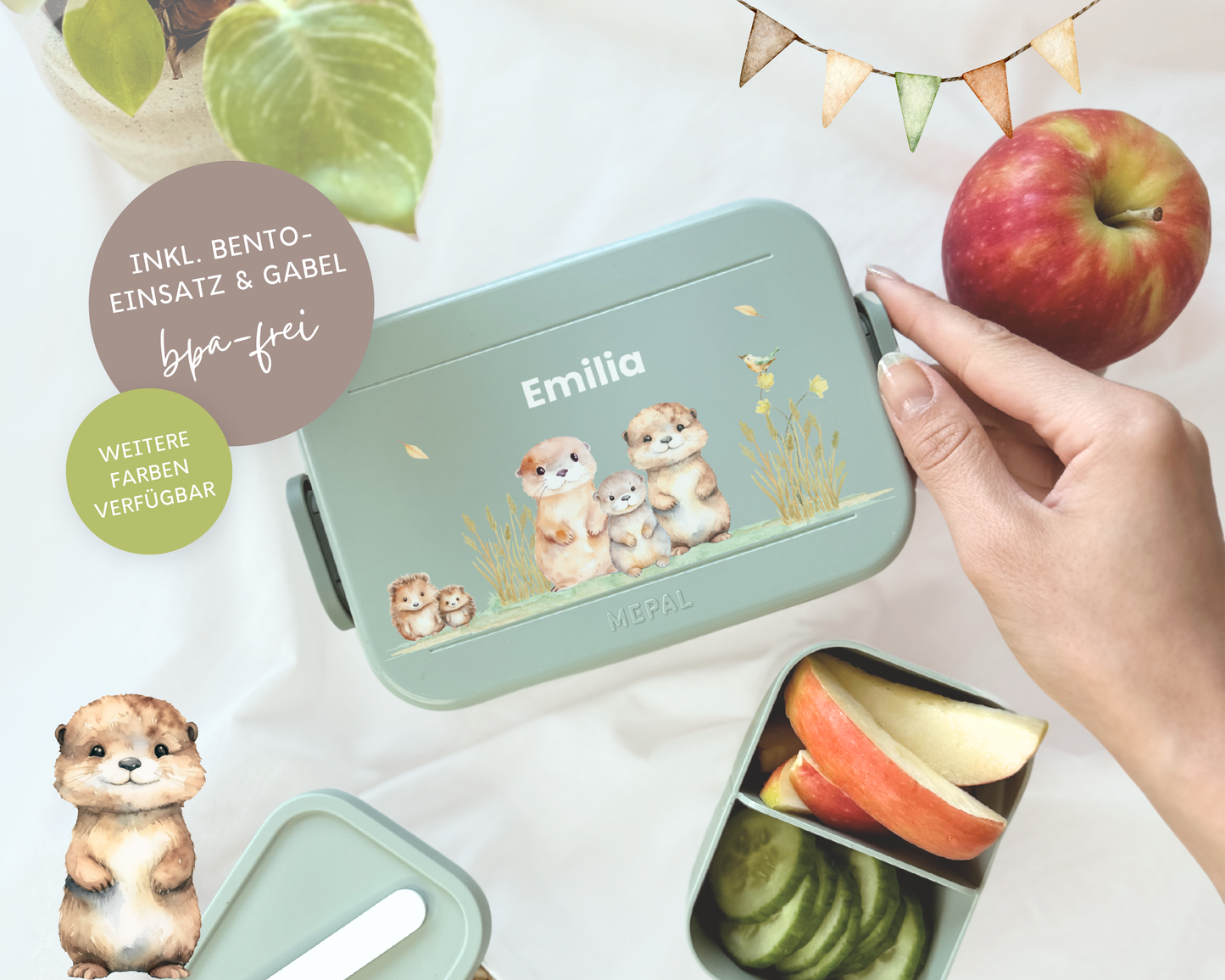 Mepal Brotdose mit Name personalisierbar - Design OTTER - Verschiedene Farben