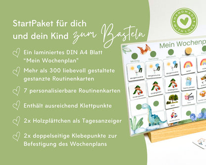 Wochenplaner inkl. Symbolkarten - Design DINOSAURIER - Personalisierbar