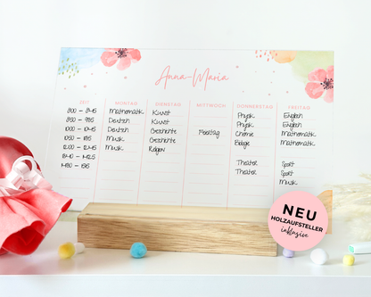 Stundenplan Acryl personalisierbar - Design BLUMEN AQUARELL