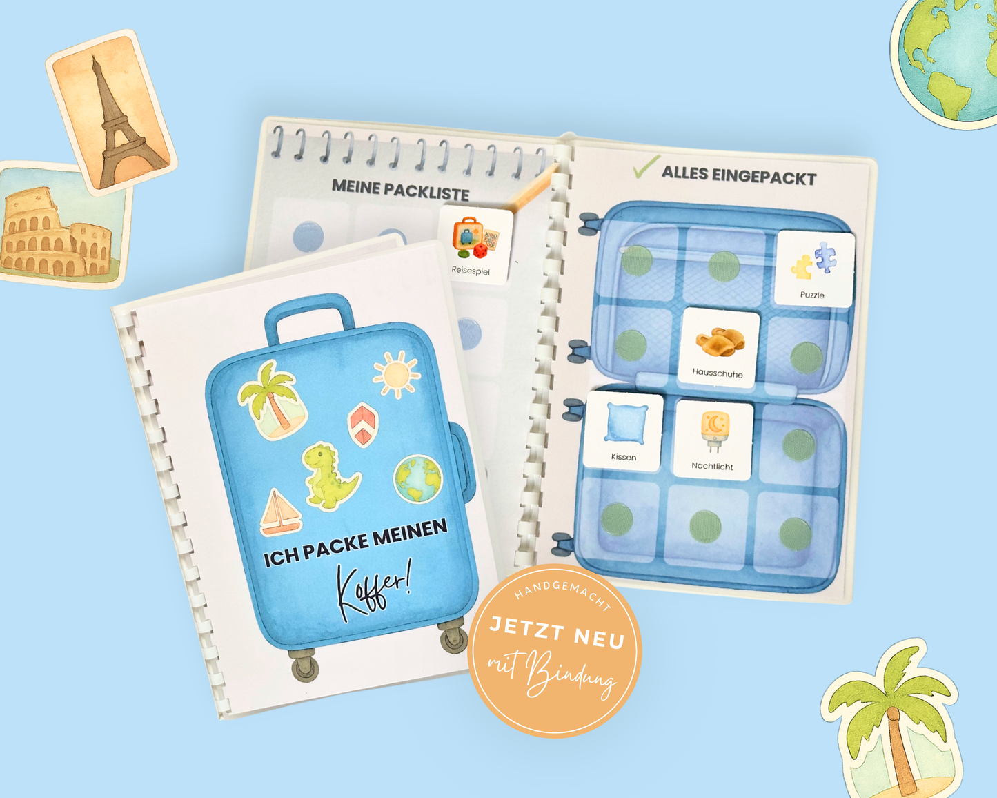 Packe mein Koffer BLAU inkl. Karten