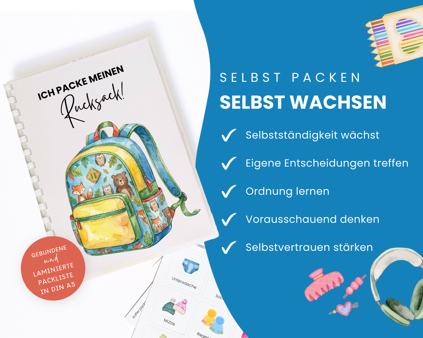 Packe mein Rucksack inkl. Karten