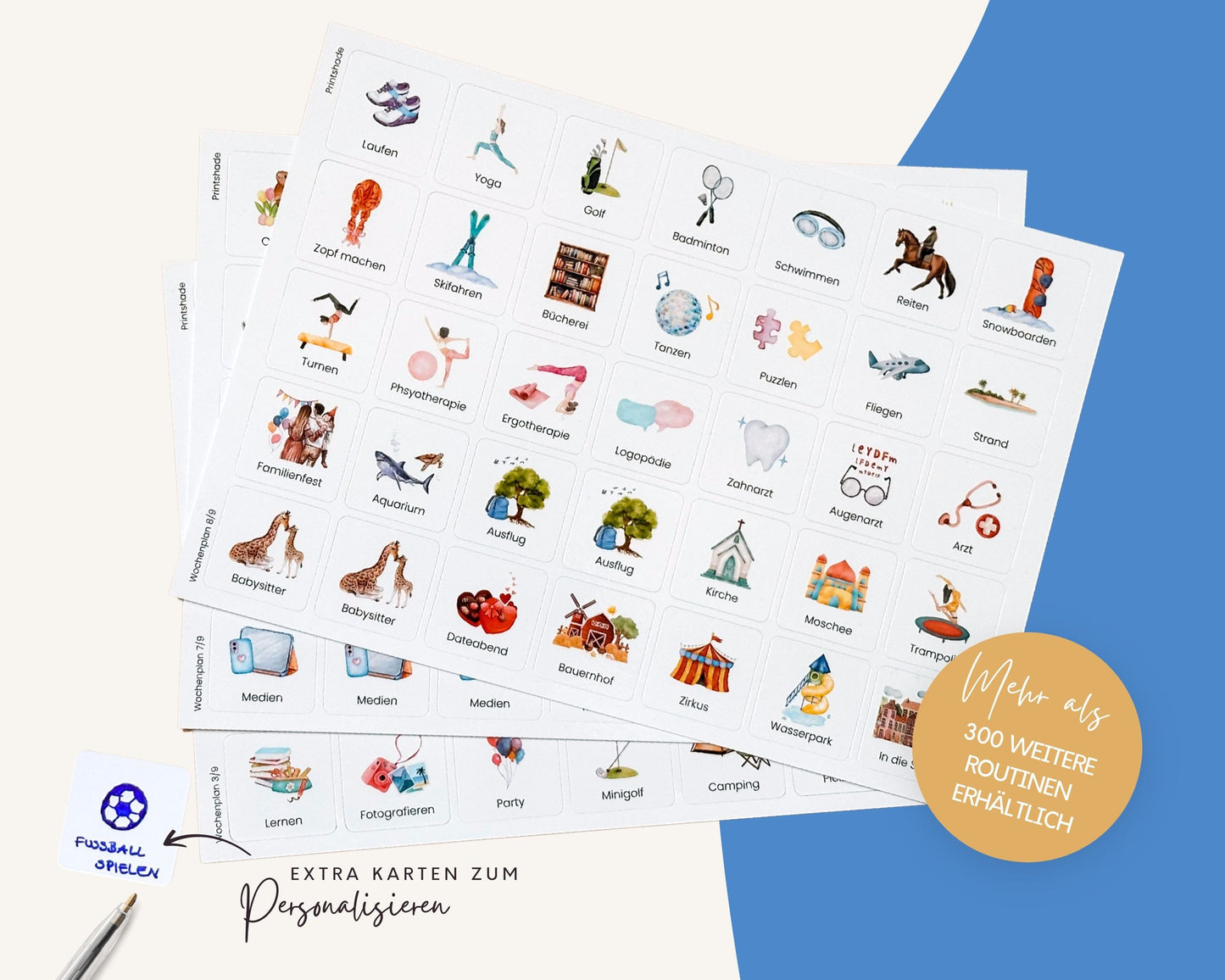 Wochenplaner inkl. Symbolkarten - Design BAGGER - Personalisierbar