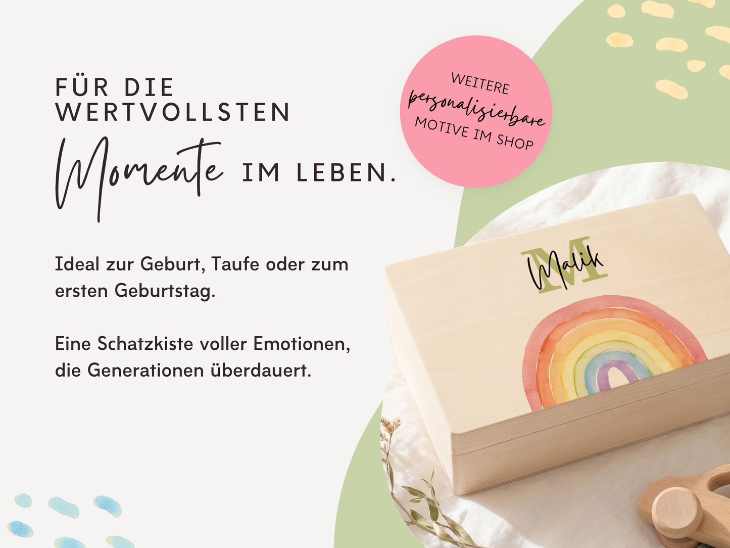 Erinnerungsbox personalisiert Regenbogen Bunt