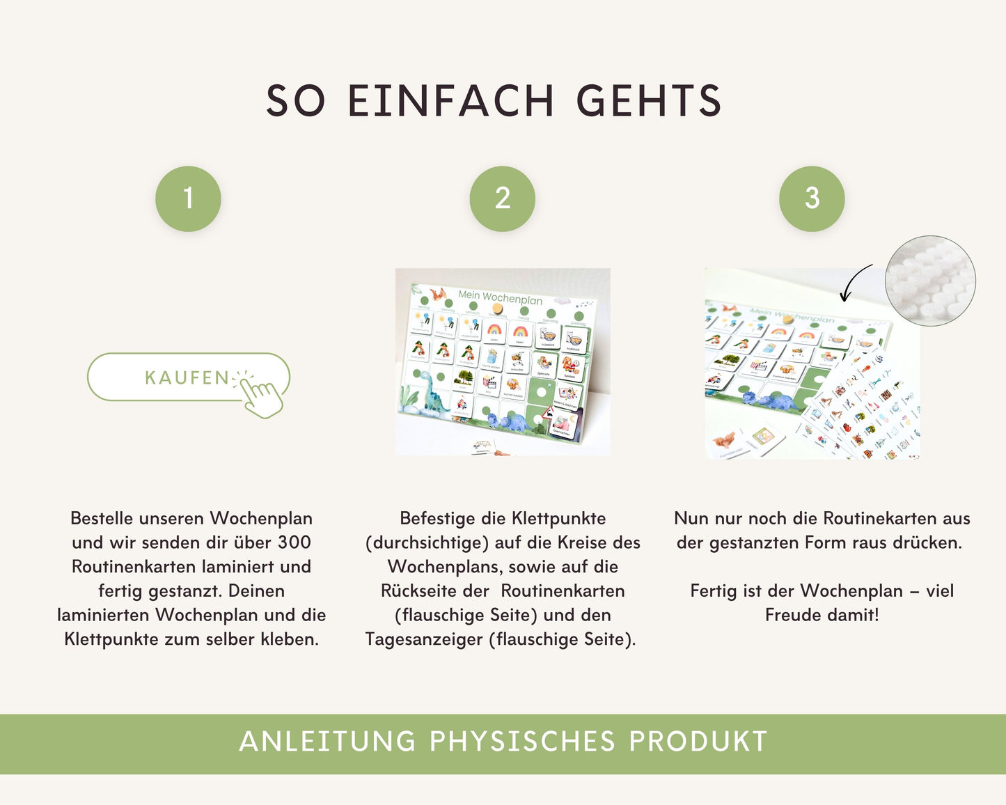 Wochenplaner inkl. Symbolkarten - Design DINOSAURIER - Personalisierbar