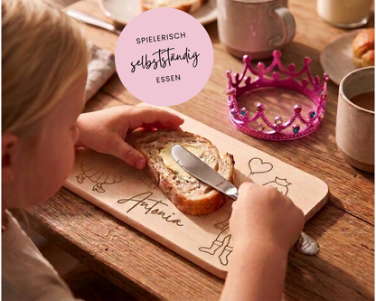 Kinderbesteck personalisiert Prinzessin mit Frühstücksbrett