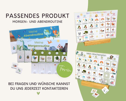 Wochenplaner inkl. Symbolkarten - Design DINOSAURIER - Personalisierbar