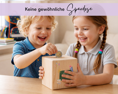 Holzspardose personalisiert Schulstart