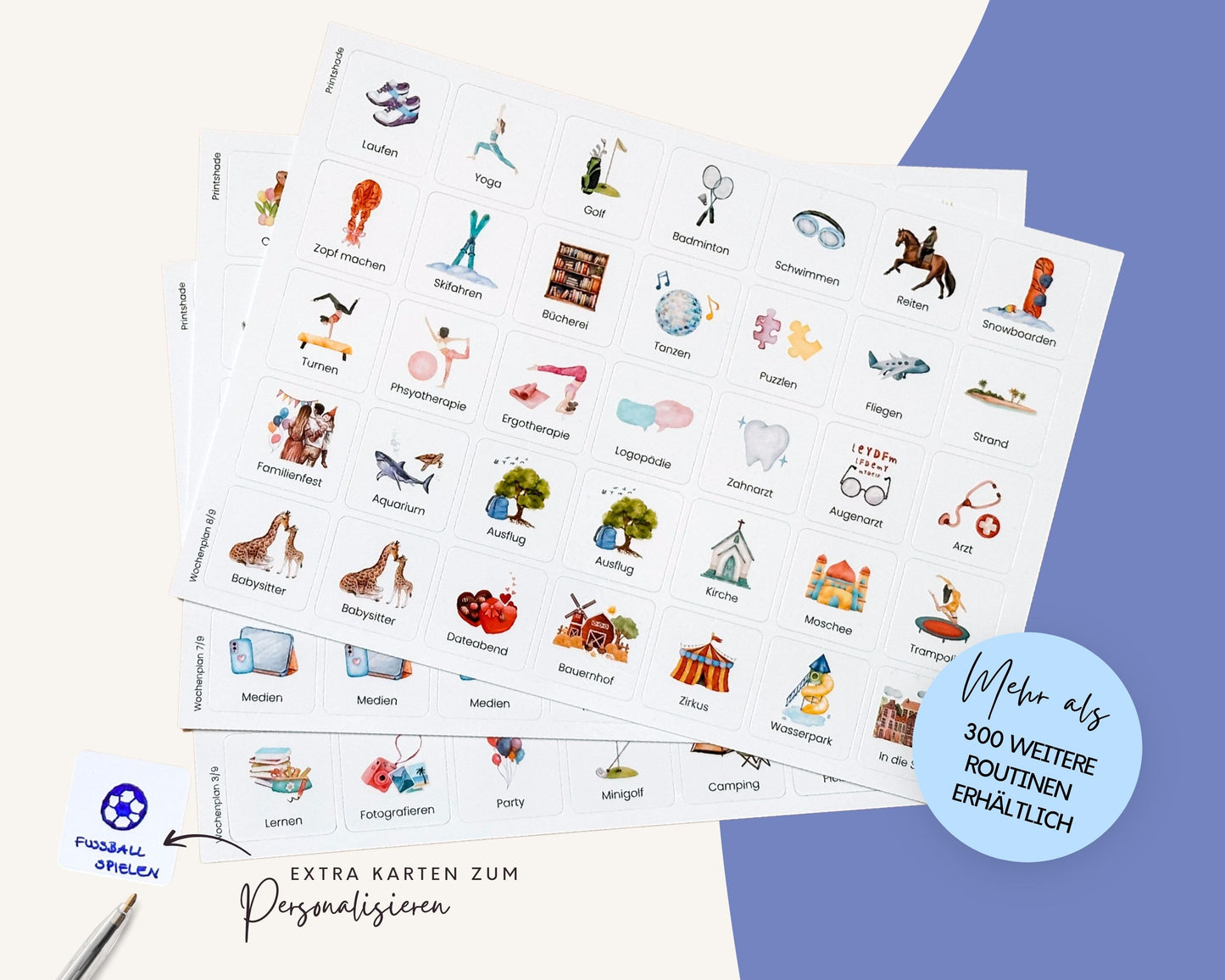 Wochenplaner inkl. Symbolkarten - Design ASTRONAUT - Personalisierbar