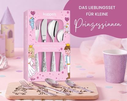 Kinderbesteck personalisiert Prinzessin mit Frühstücksbrett