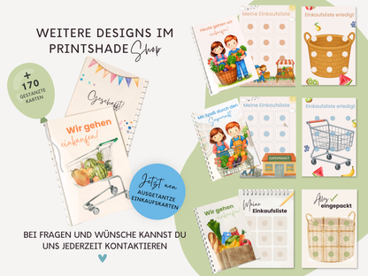 Einkaufsliste inkl. Symbolkarten - Design SUPERMARKT - Personalisierbar