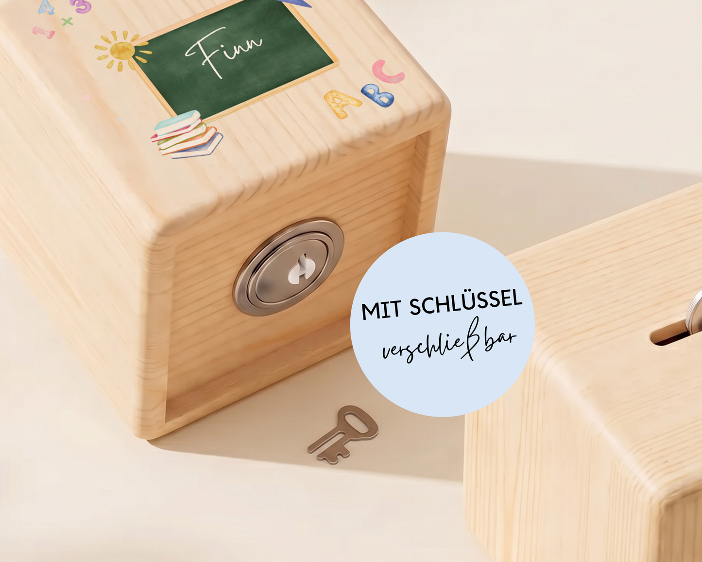 Holzspardose personalisiert Schulstart