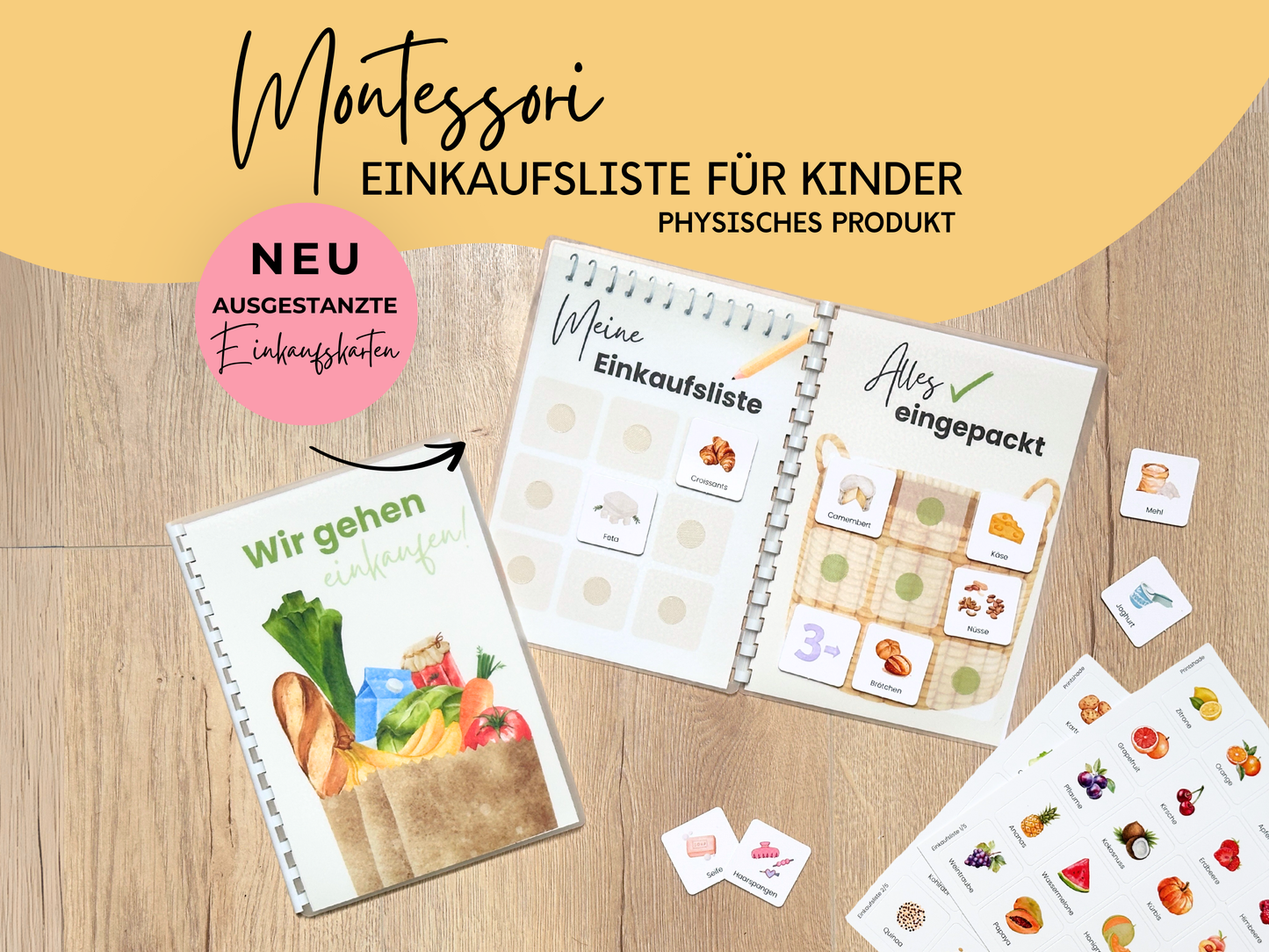 Einkaufsliste inkl. Symbolkarten - Design WOCHENMARKT - Personalisierbar
