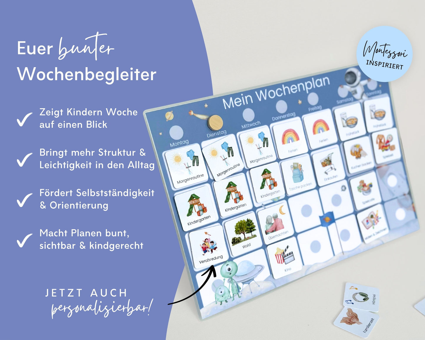 Wochenplaner inkl. Symbolkarten - Design ASTRONAUT - Personalisierbar