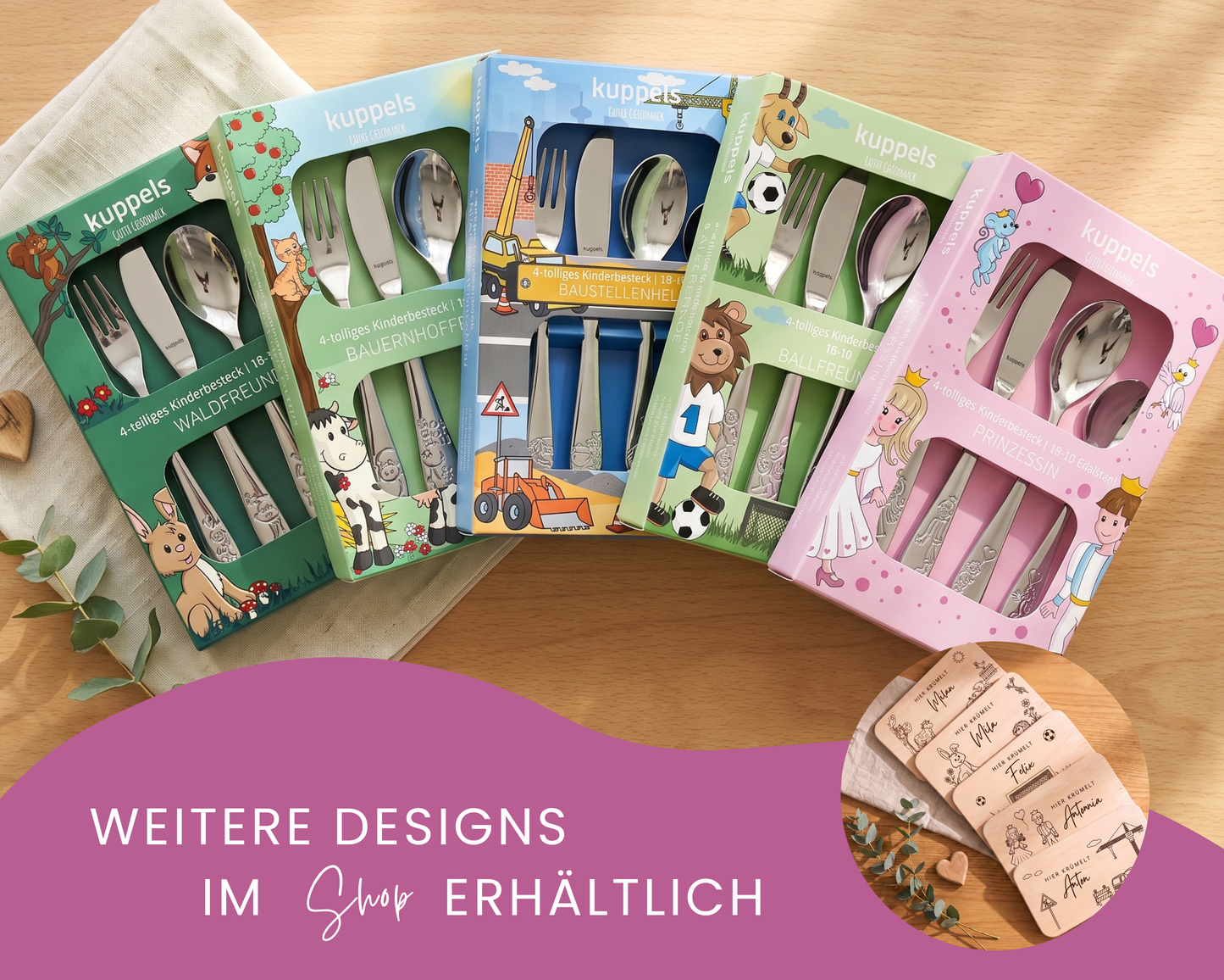 Kinderbesteck personalisiert Prinzessin mit Frühstücksbrett