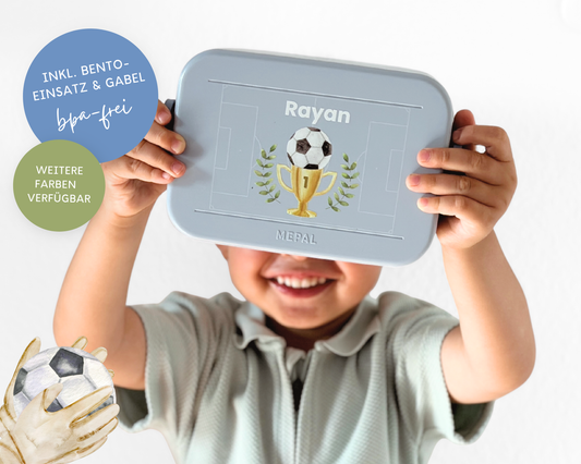 Mepal Brotdose mit Name personalisierbar - Design FUSSBALL - Verschiedene Farben