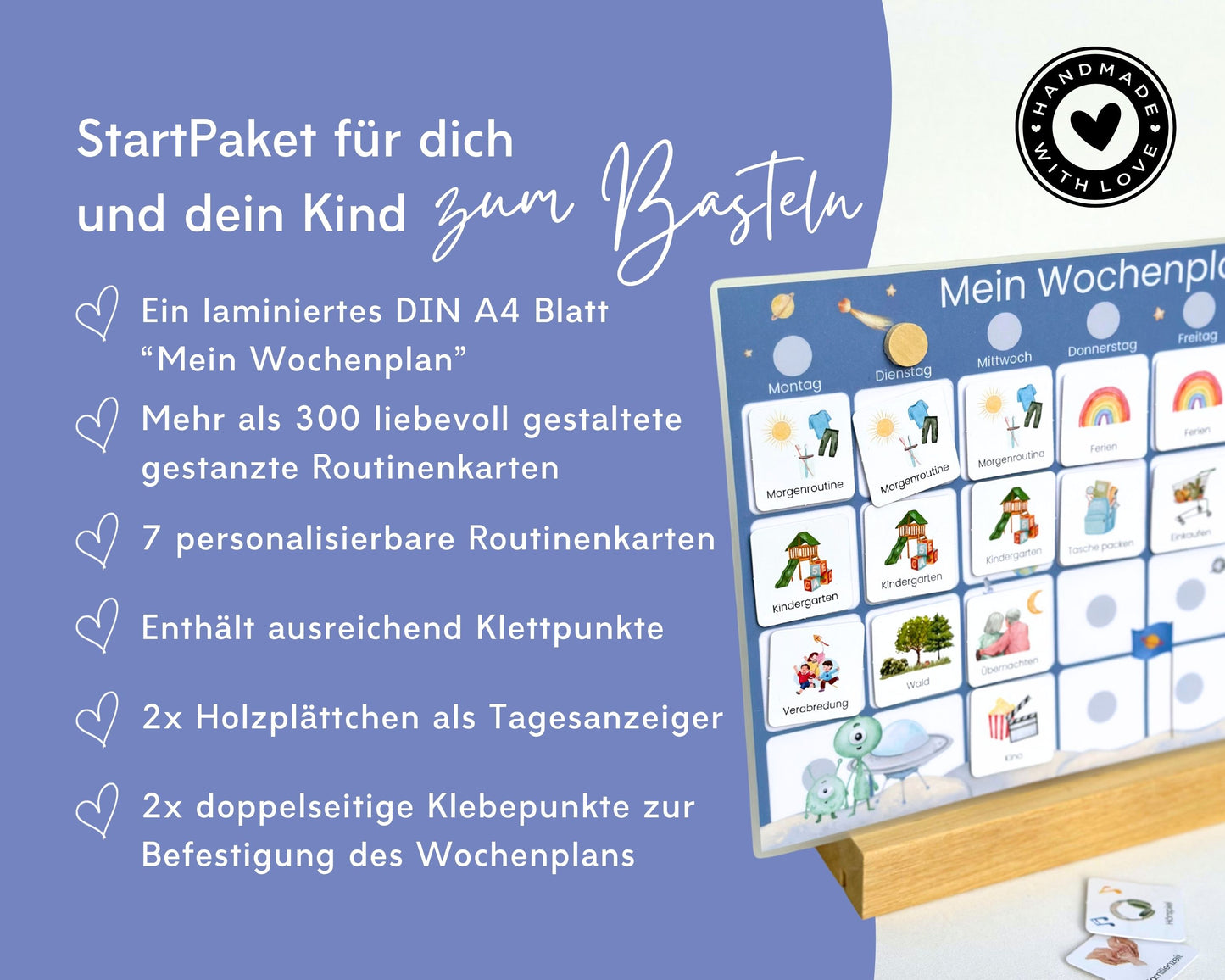 Wochenplaner inkl. Symbolkarten - Design ASTRONAUT - Personalisierbar