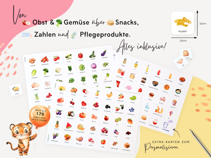 Einkaufsliste inkl. Symbolkarten - Design WOCHENMARKT - Personalisierbar