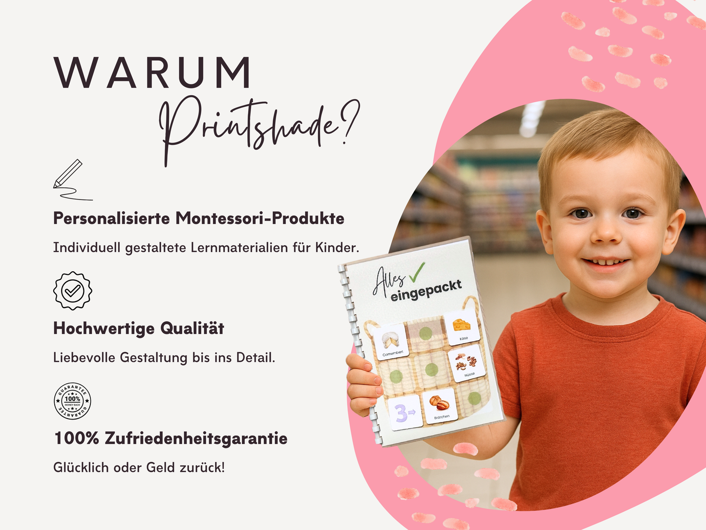 Einkaufsliste inkl. Symbolkarten - Design WOCHENMARKT - Personalisierbar