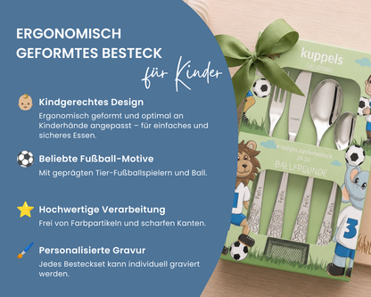 Kinderbesteck personalisiert Fußball mit Frühstücksbrett
