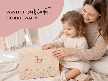 Erinnerungsbox personalisiert Blumen Rosa