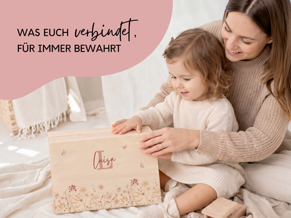 Erinnerungsbox personalisiert Blumen Rosa
