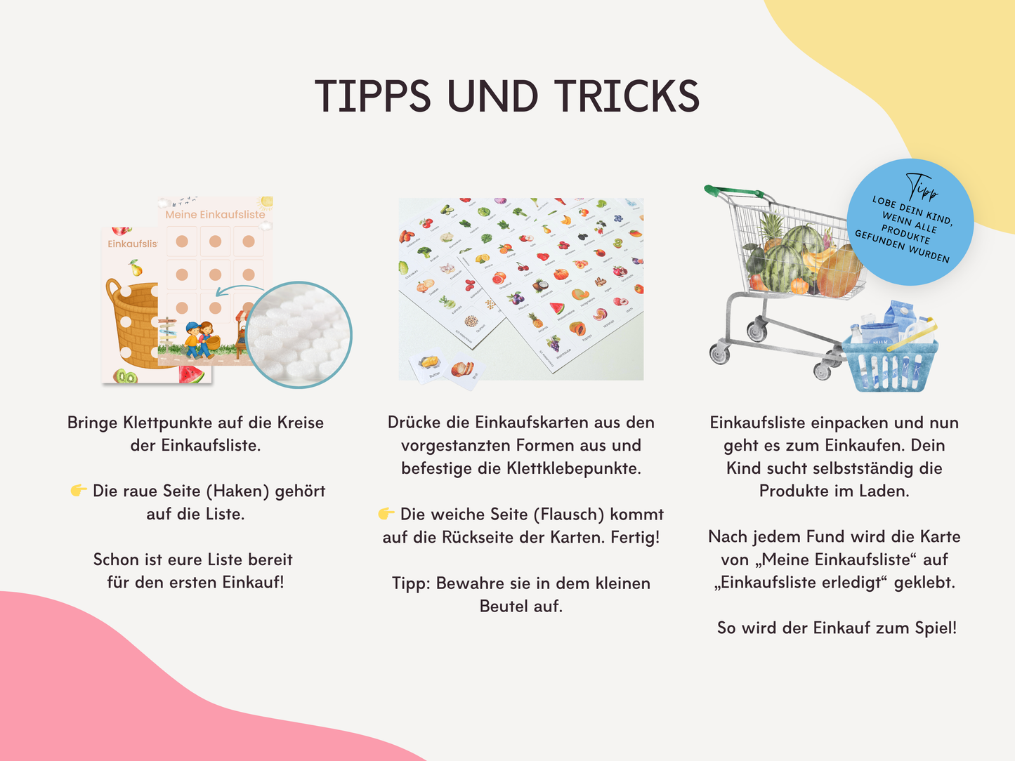 Einkaufsliste inkl. Symbolkarten - Design WOCHENMARKT - Personalisierbar