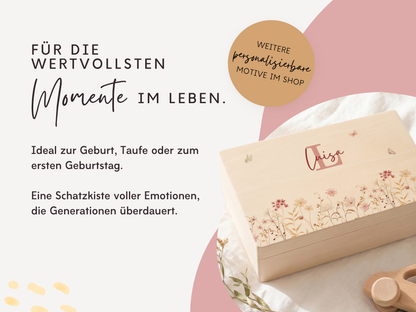 Erinnerungsbox personalisiert Blumen Rosa