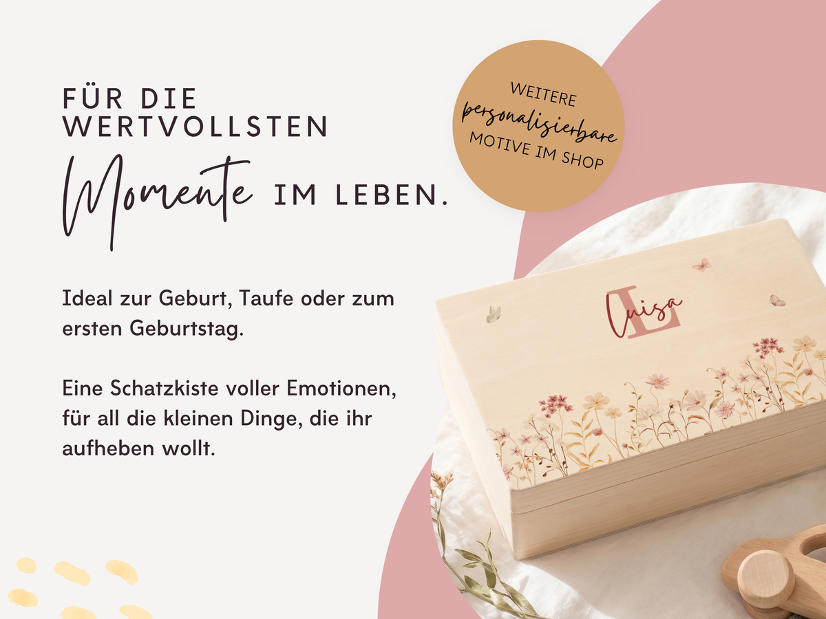 Erinnerungsbox personalisiert Blumen Rosa