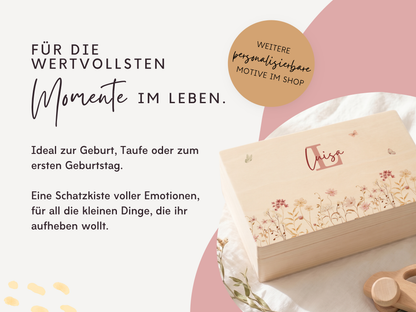 Erinnerungsbox personalisiert Blumen Rosa