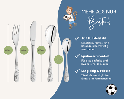 Kinderbesteck personalisiert Fußball mit Frühstücksbrett