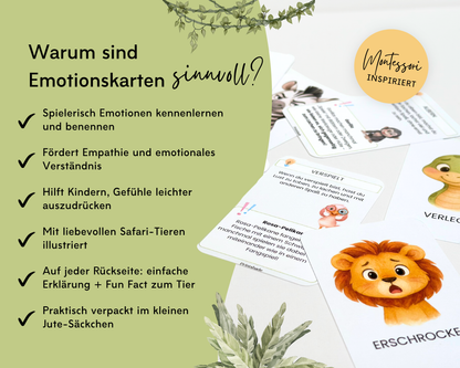Emotionskarten 32 KARTEN - Design SAFARI TIERE