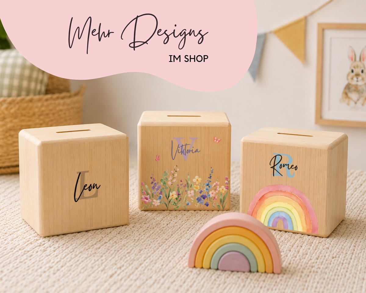 Mehr Designs der Holzspardose im Printshade Shop