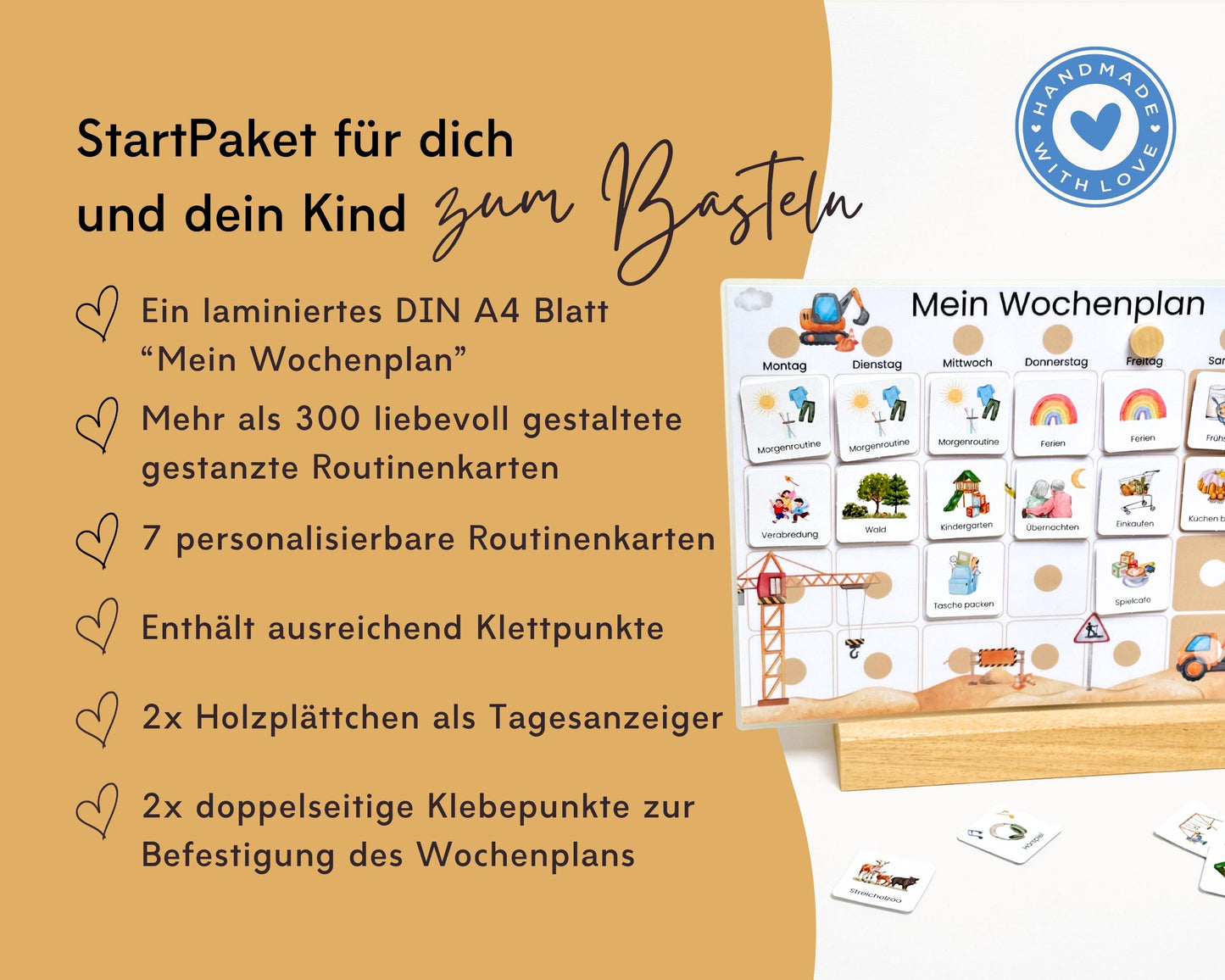 Wochenplaner inkl. Symbolkarten - Design BAGGER - Personalisierbar