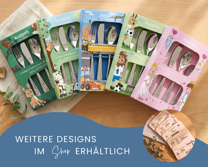 Kinderbesteck personalisiert Fußball mit Frühstücksbrett