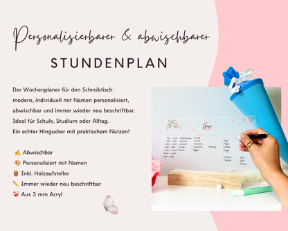 Stundenplan Acryl Blumen Rosa