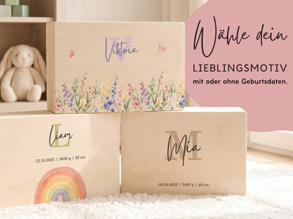 Erinnerungsbox personalisiert Blumen Rosa