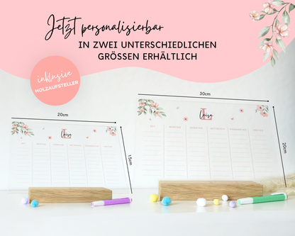 Stundenplan Acryl personalisierbar - Design BLUMEN ROSA
