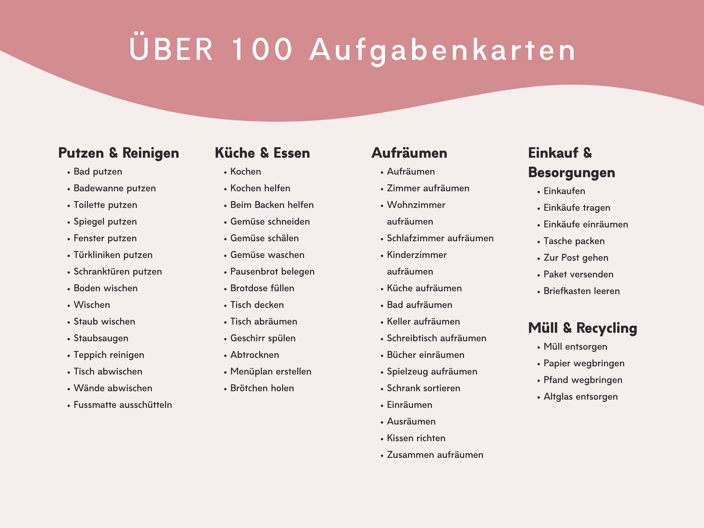 Haushaltsplan BLUMEN inkl. Symbolkarten