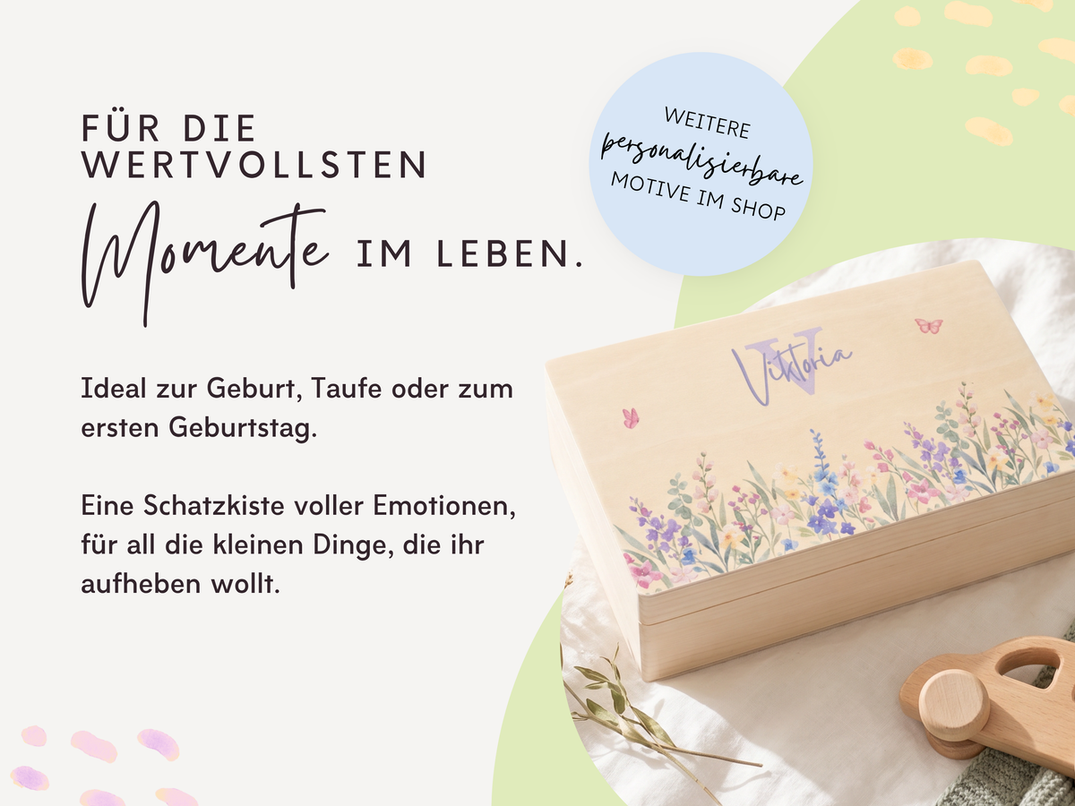 Erinnerungsbox personalisiert Blumenwiese Lila