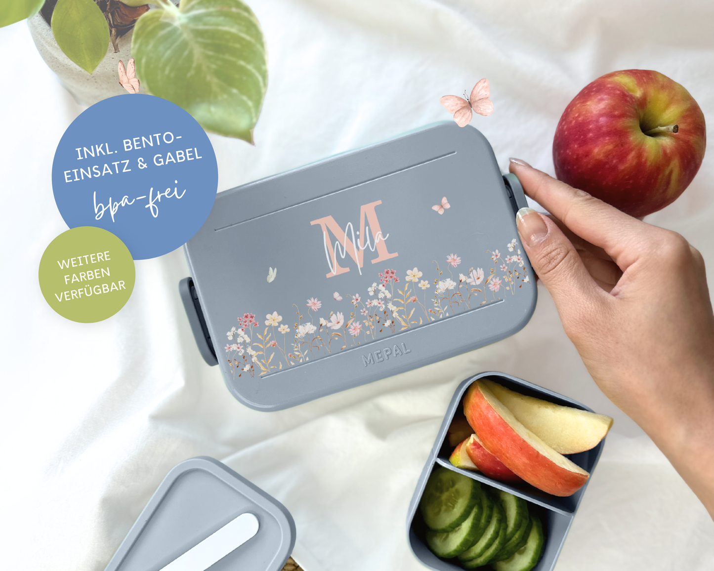 Mepal Brotdose mit Name personalisierbar - Design BLUMENWIESE - Verschiedene Farben