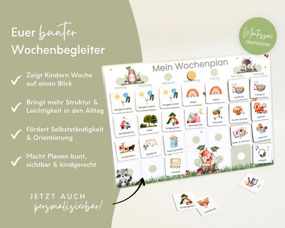 Wochenplaner inkl. Symbolkarten - Design WALDTIERE - Personalisierbar