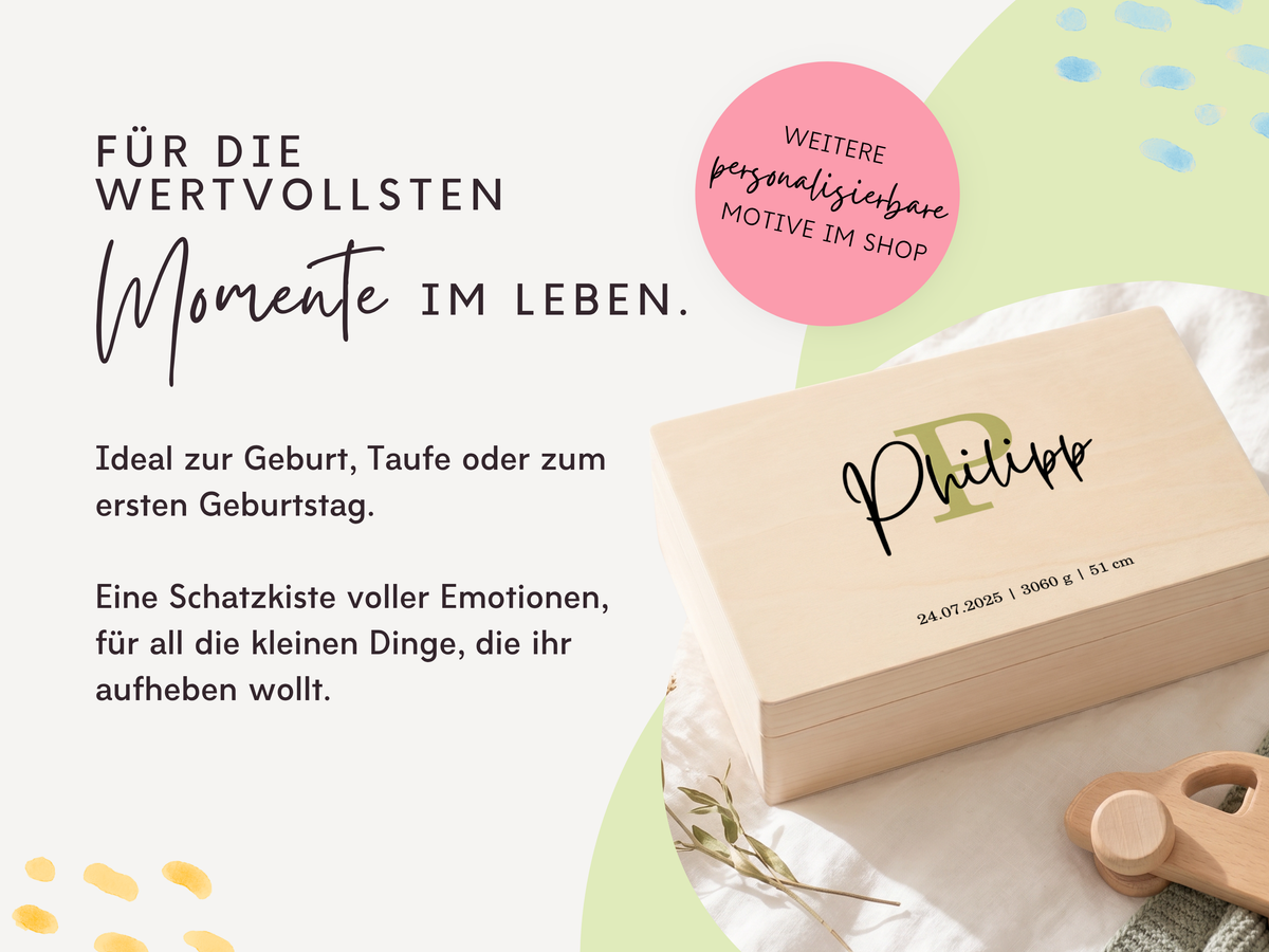 Erinnerungsbox personalisiert Name in 6 Farben