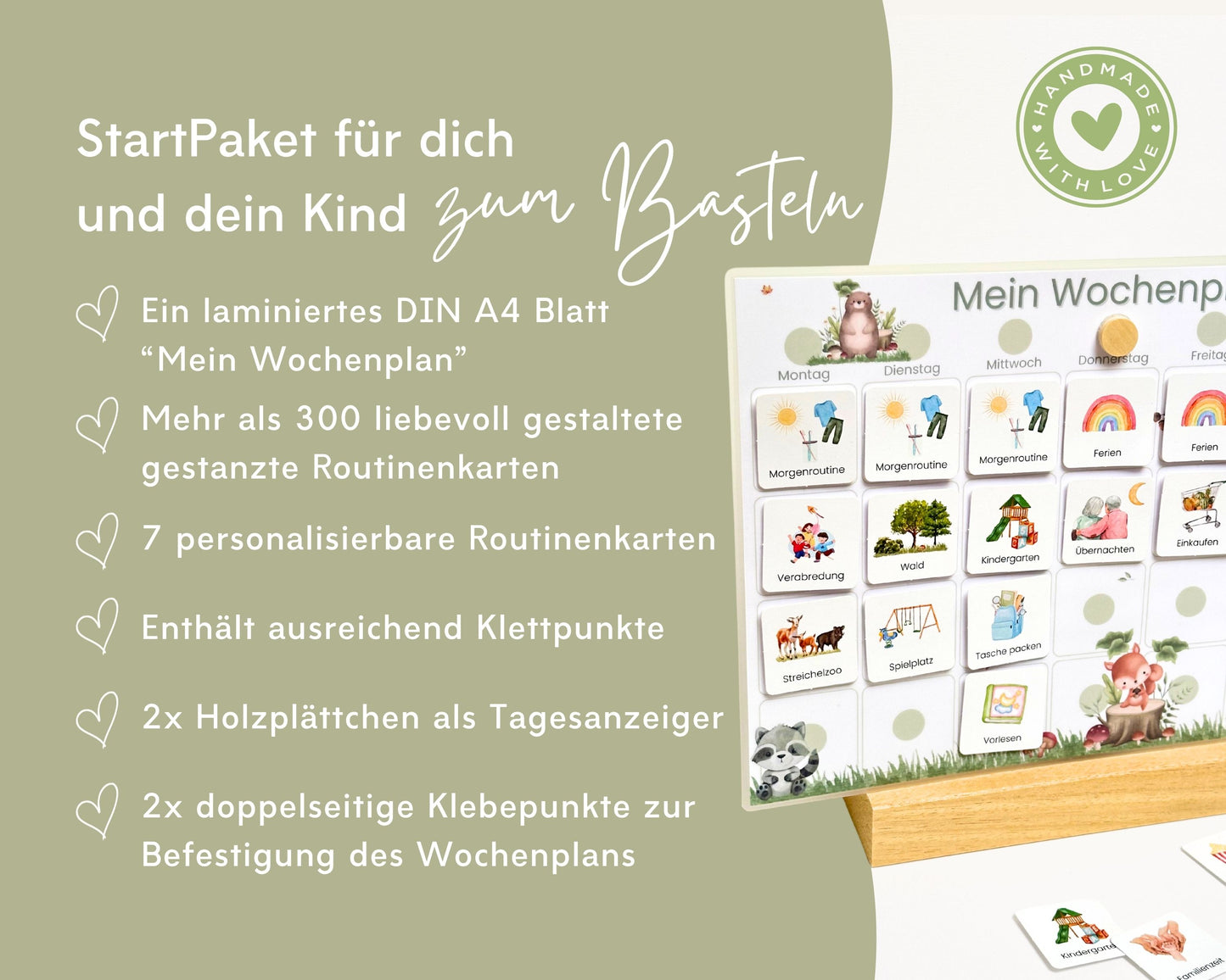 Wochenplaner inkl. Symbolkarten - Design WALDTIERE - Personalisierbar