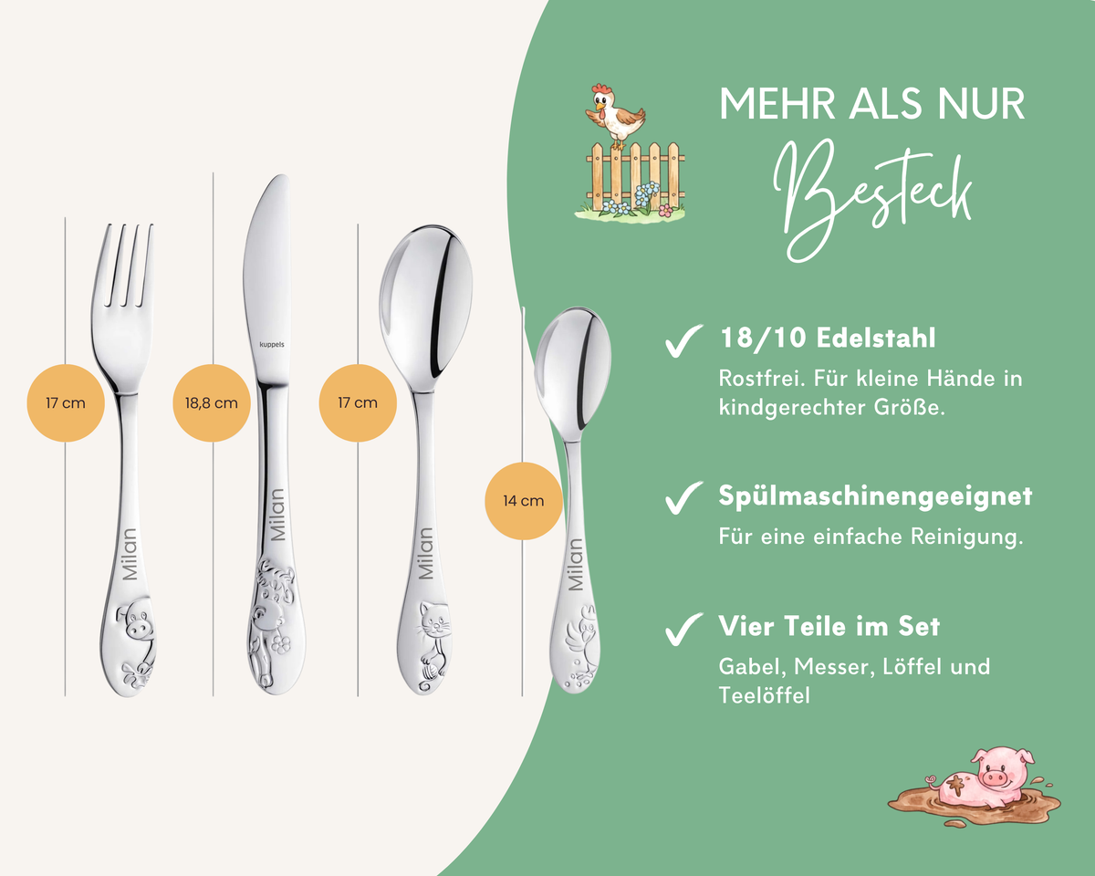 Kinderbesteck personalisiert Bauernhof